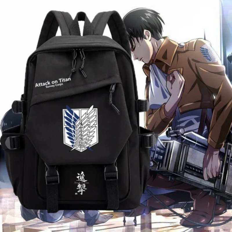 Mochila escolar de anime Attack the gigante, soldado Liwill, mochila larga de tendencia de moda para estudiantes de secundaria