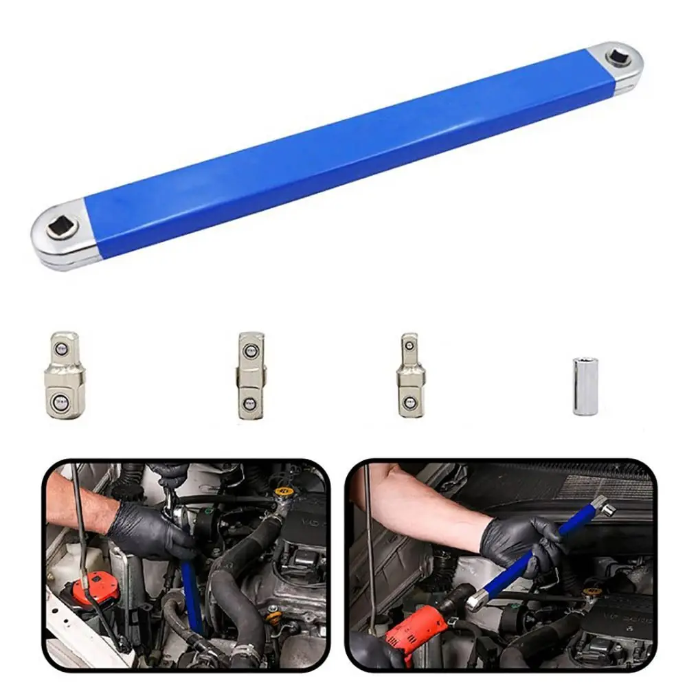 

Steel Offset Extension wrench Double Head 360-degree Rotating Wrench Socket Multi-function Extender Ratchet Repair Tools Hone