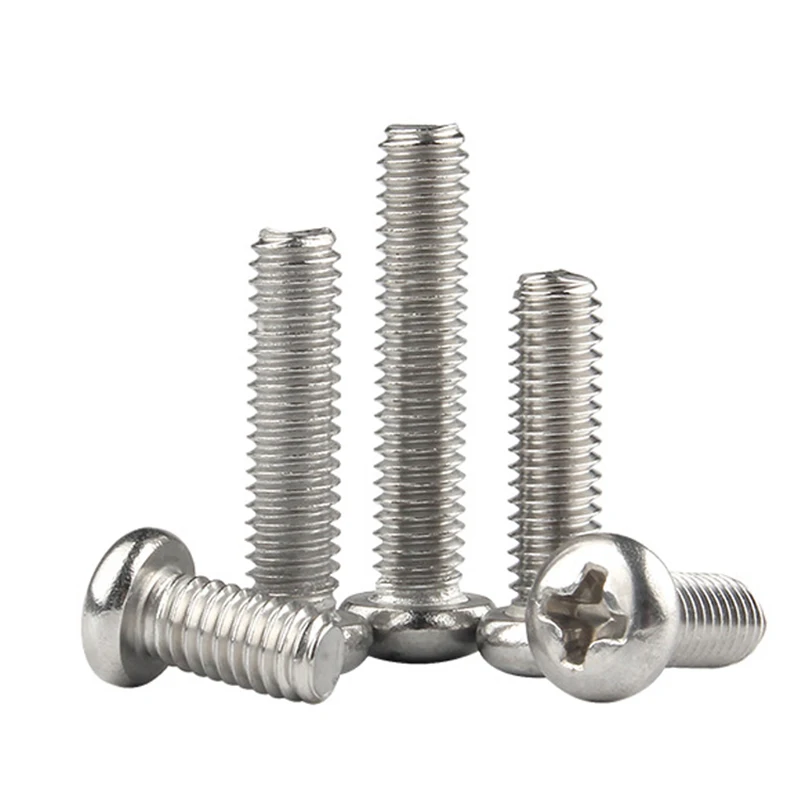 100pcs/lot Cross Recessed PM Pan Round Head Screws M1.2 M1.4 M1.6 M2 M2.5 A2-70 Stainless Steel Phillips Machine Screw