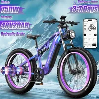 DUOTTS E26 Electric Bicycle 750W Powerful Motor 48V20AH Lithium Battery Hydraulic Brake E-bike 26*4.0-In Fat Tire Electric Bike