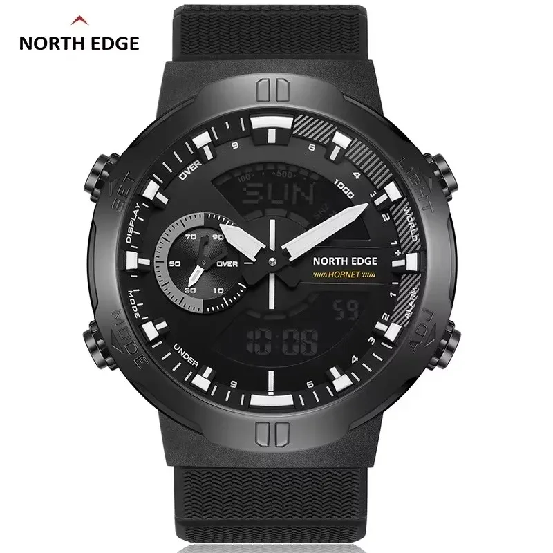 

NORTH EDGE HORNET Watches for Men Speed Meter World Time Alarm Clock Sports Silicone Strap 50M Waterproof Men Watch Reloj Hombre