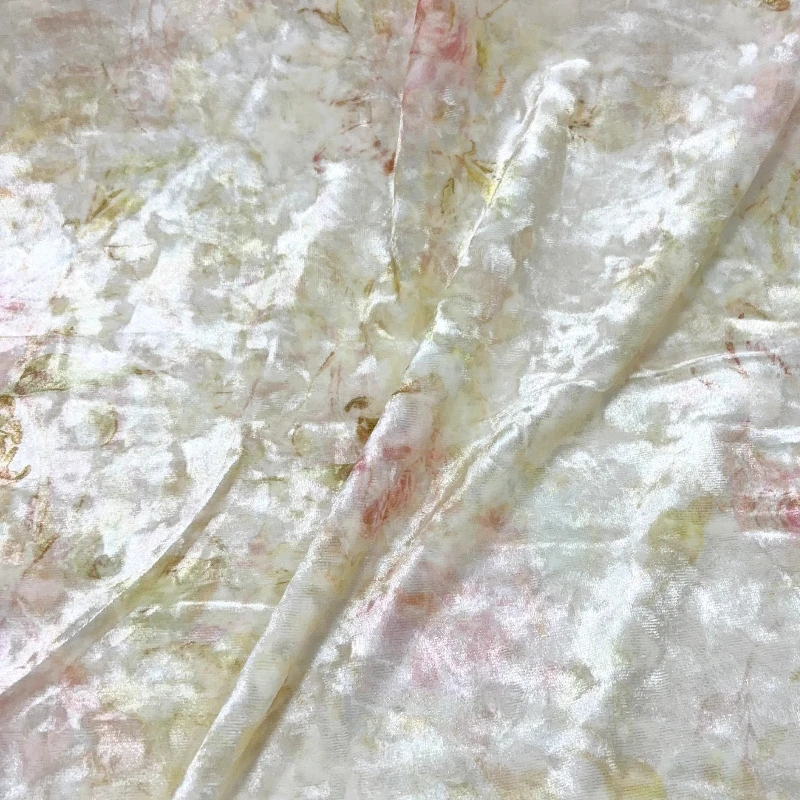 

Ткань для бархатных штор, светло-желтая, драпированная, мягкая, глянцевая, с принтом «Туманная роза», ручной работы, для дизайнерских изделий, материалов для чонсамов и ципао