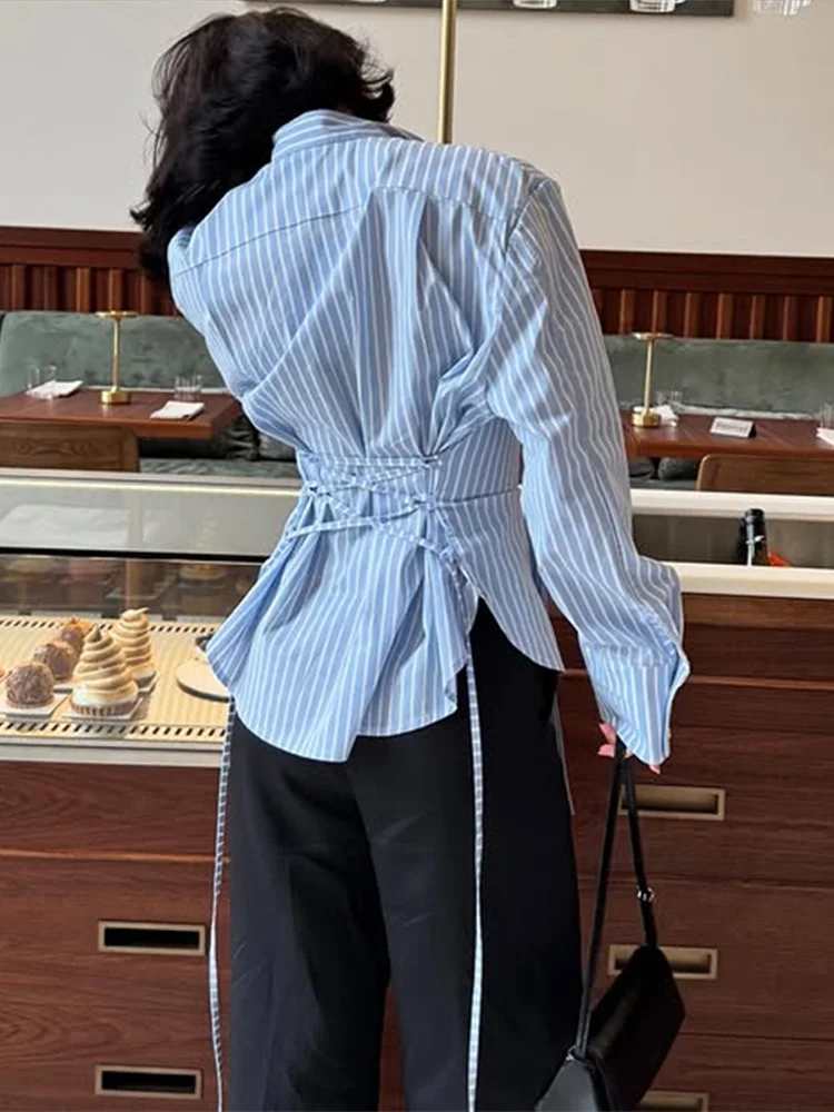 Sexy Solid Shirt Women Elegant Long Sleeve V-neck Dropped Pleated