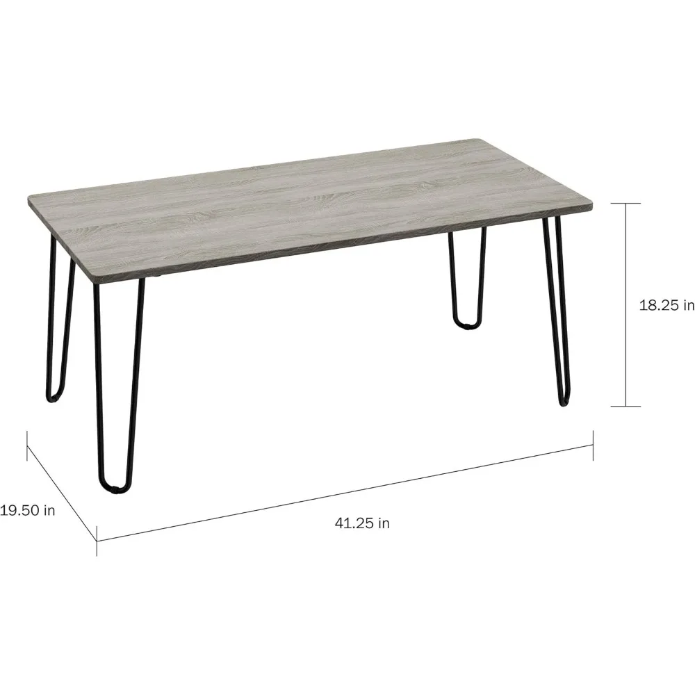 Table basse avec pieds en épingle à cheveux, style industriel moderne, décoration d'intérieur, aspect grain de calcul, meubles de salon en acier