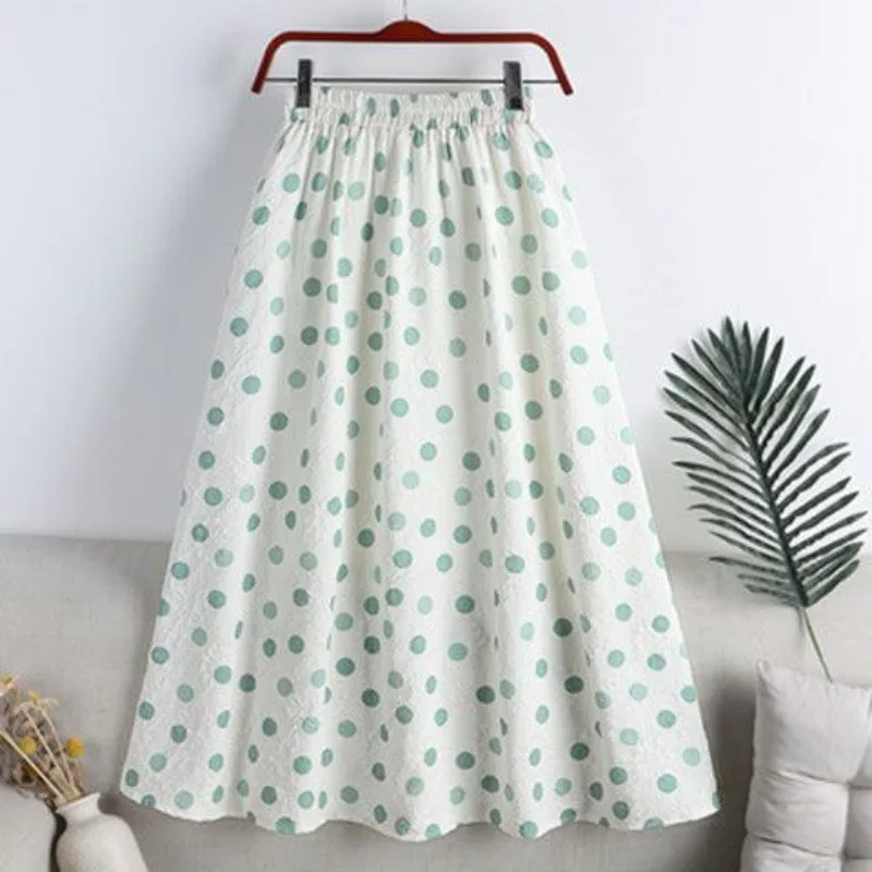 

Vintage Skirts For Women's Polka Dot Print Elastic Waist Jupe A-line Loose Saia 2026 Faldas Mujer De Moda Sweet Summer Skirt