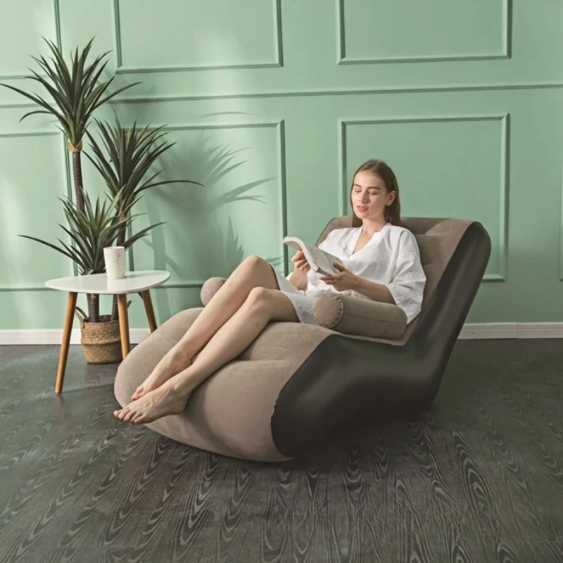 كرسي قابل للنفخ عصري مع مساند للذراعين كرسي أريكة محمول قابل للنفخ كسول ومريح على شكل حرف S، مع مضخة هواء يدوية #4