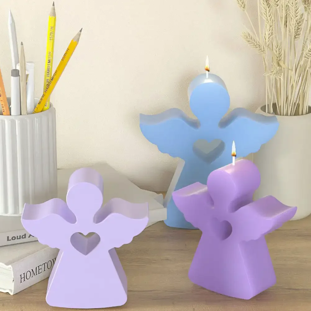 Easter Ornament Silicone Candle Mold DIY Angel House Craft Gifts Making Soap Plaster Concrete Casting Molds Home Decor Supplies