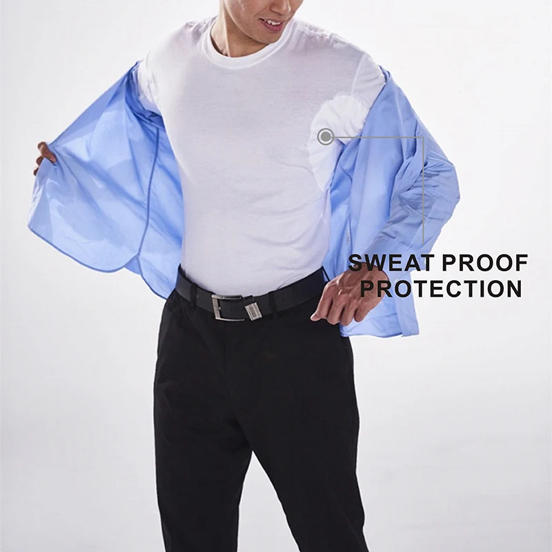 Crew Neck Plus Size Anti Sweatproof Undershirt Men Underarm Sweat Pads Original Office Tee