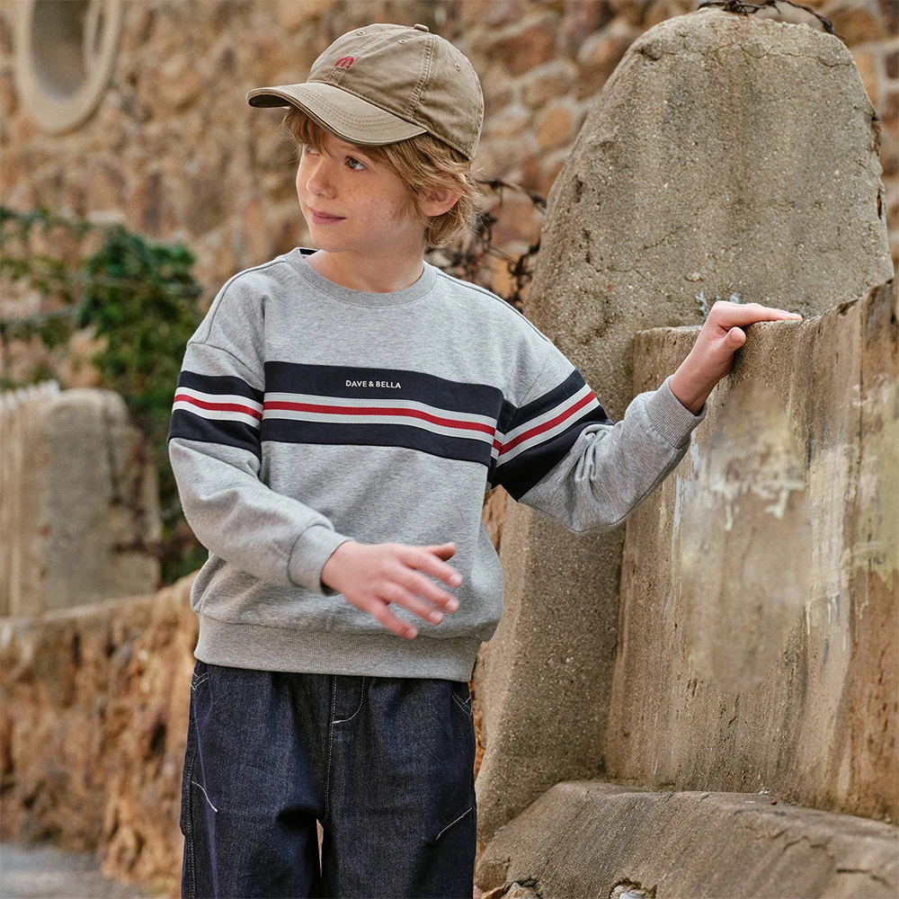Dave Bella Boys Long Sleeve Sweatshirt Tops Kids Printed Autumn Spring Tops Cotton Casual Outdoor Clothes DK1261045