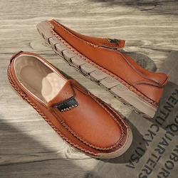 Brand Men Genuine Leather Shoes Luxury Casual shoes Men Loafers Moccasins High Quality Sneakers Breathable Slip on Driving Male