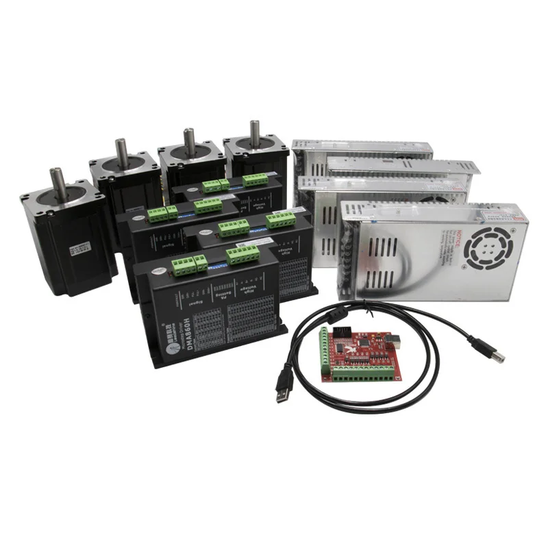 

Cnc Stepper Motor Kit 86eh11860a6001 6a 8.0n.m Nema34 Closed Loop Stepper Drive 4axis Cnc Kit With Driver Cl86 +power Supply