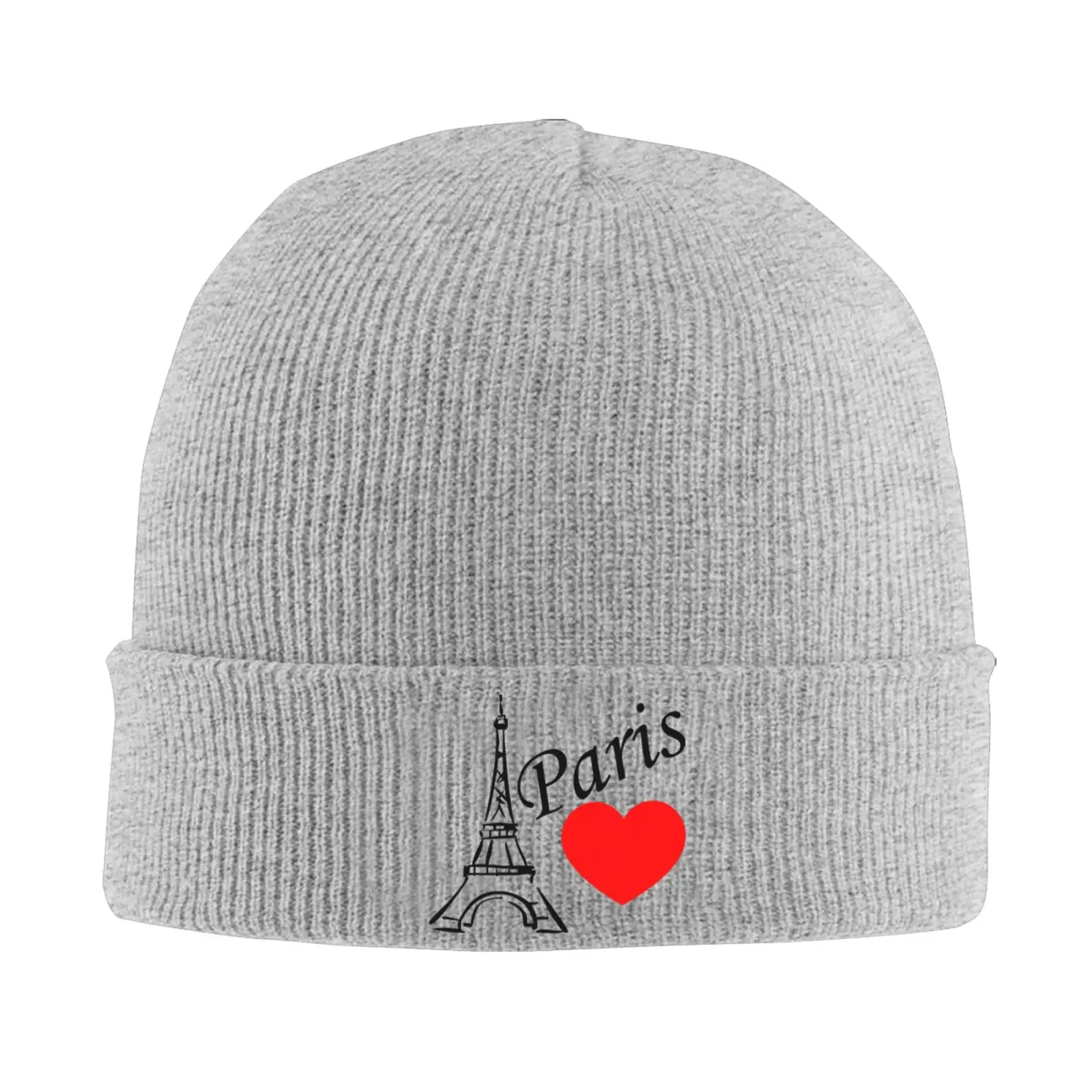 I Love Paris Eiffel Tower Warm Knitted Cap Hip Hop Bonnet Hat Beanies Autumn Winter Outdoor Beanies Hats for Unisex