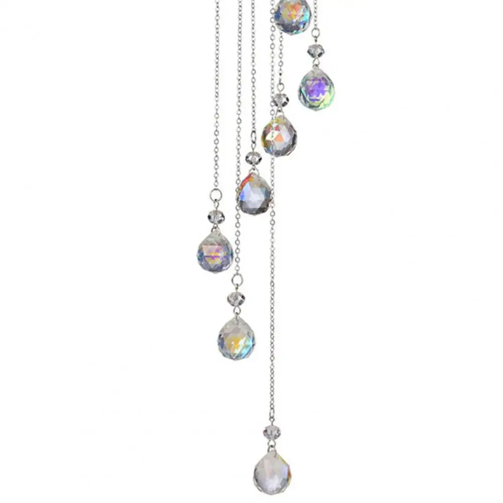 Wind Chime Hanging Sun Catcher Wind Chime Sun Catcher with 7-color Ab Balls Faceted Light Beads Hanging Ornament for Garden Home