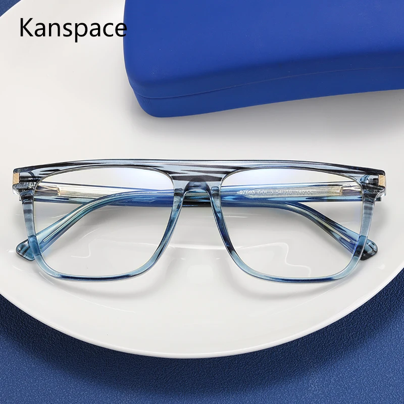 

Kanspace Men Glasses Frame Myopia Prescription Eyeglasses Rectangle Anti Blue Light Computer Eyewear High Quality 97693