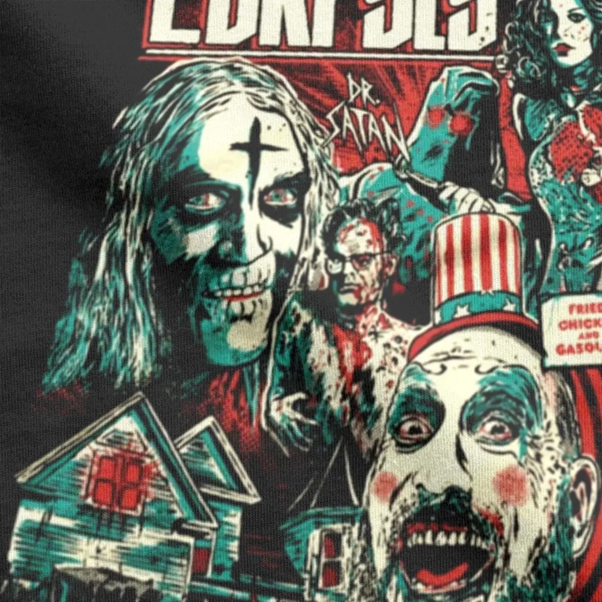 House Of 1000 Corpses Horror Movie Captain Spaulding Halloween T Shirt Men\'s 100% Cotton  Crew Neck Tee Shirt  Clothes 4XL 5XL