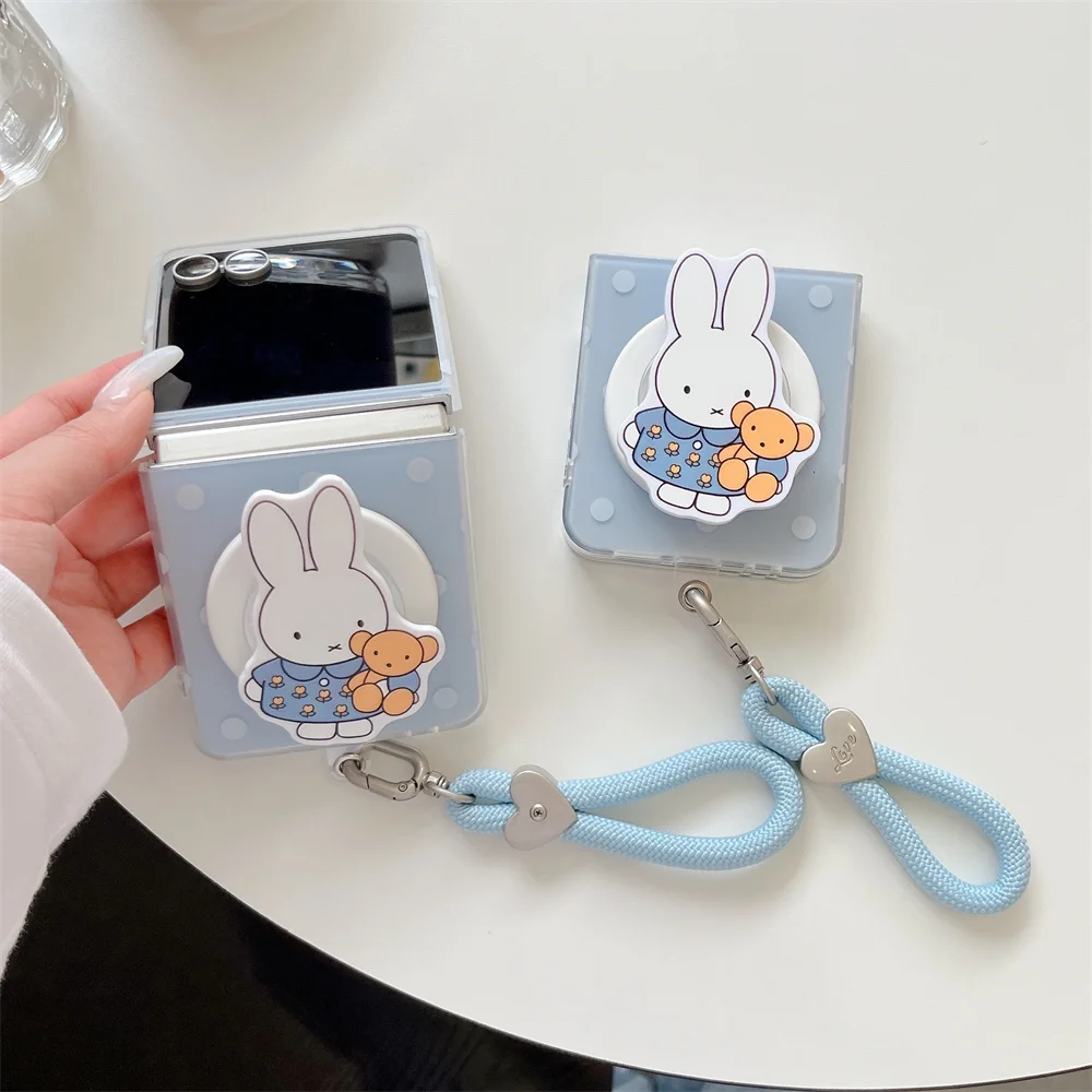 Etui Magnetyczne w Kropki do Samsung Galaxy Z Flip7 6 5 4 3 Flip5 Flip6 7 FE z Magsafe i Podstawką w Kształcie Królika Miffy — zdjęcie produktu 4