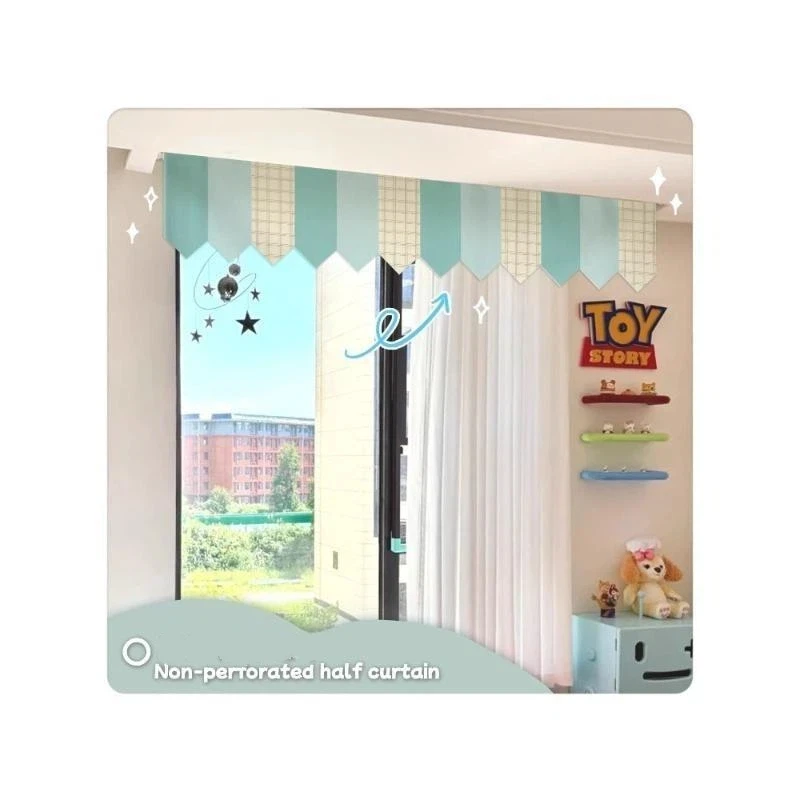 Kawaii Short Curtain Door Curtain Half Curtain For Door Window Head Air Condition Dustproof Cover Home Decor Short Curtains