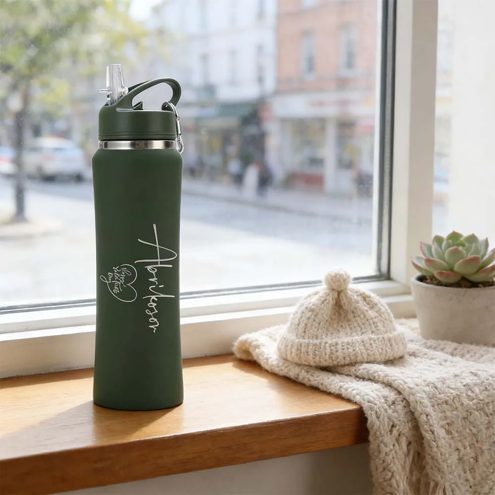 

Бутылка для воды из нержавеющей стали с индивидуальной гравировкой, 1 шт., подарок на день рождения, с откидной крышкой, термоизолированная
