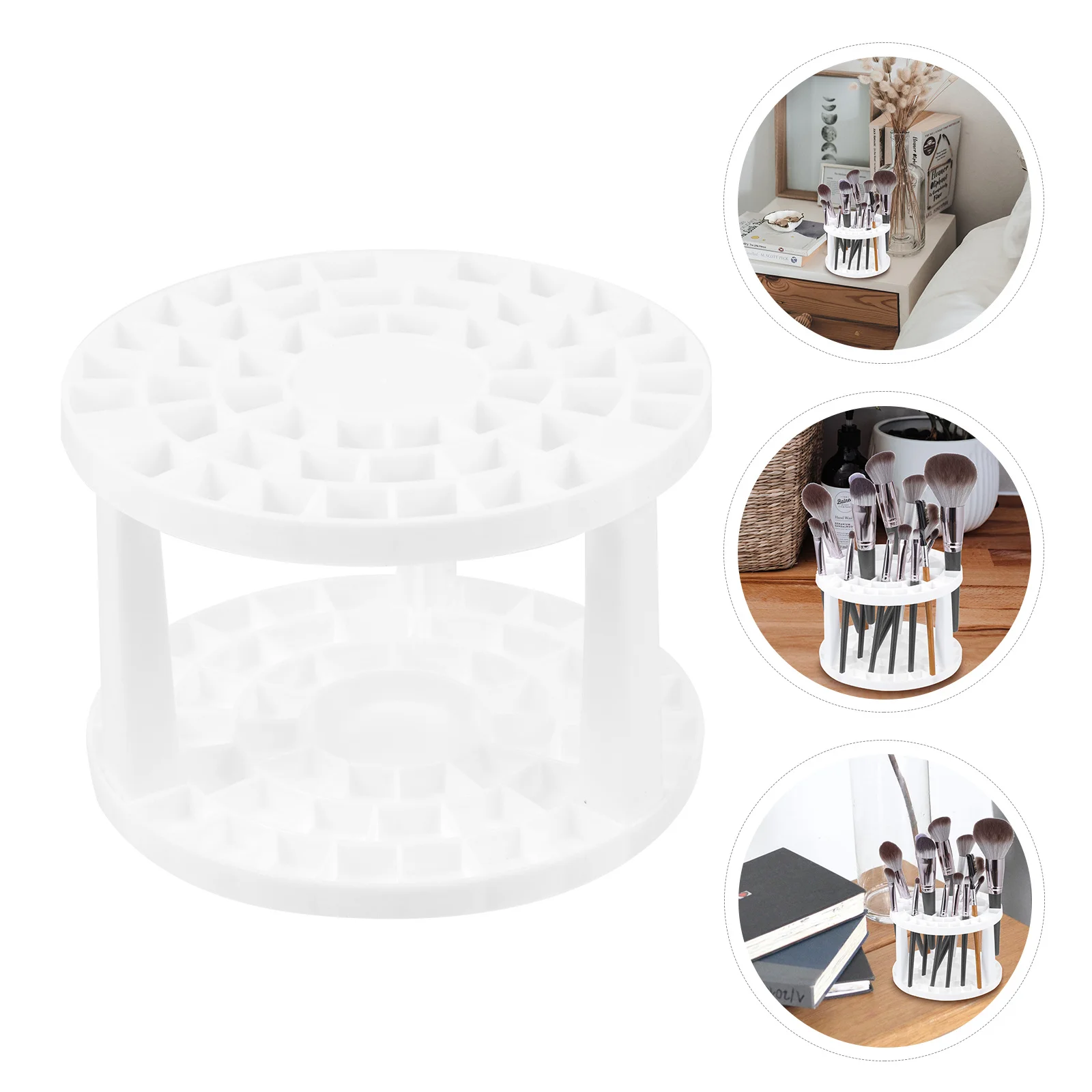 대용량 멀티 수납 디자인의 스타일리시 메이크업 정리대, 브러쉬 홀더, 눈썹 펜, 화장품 정리 선반