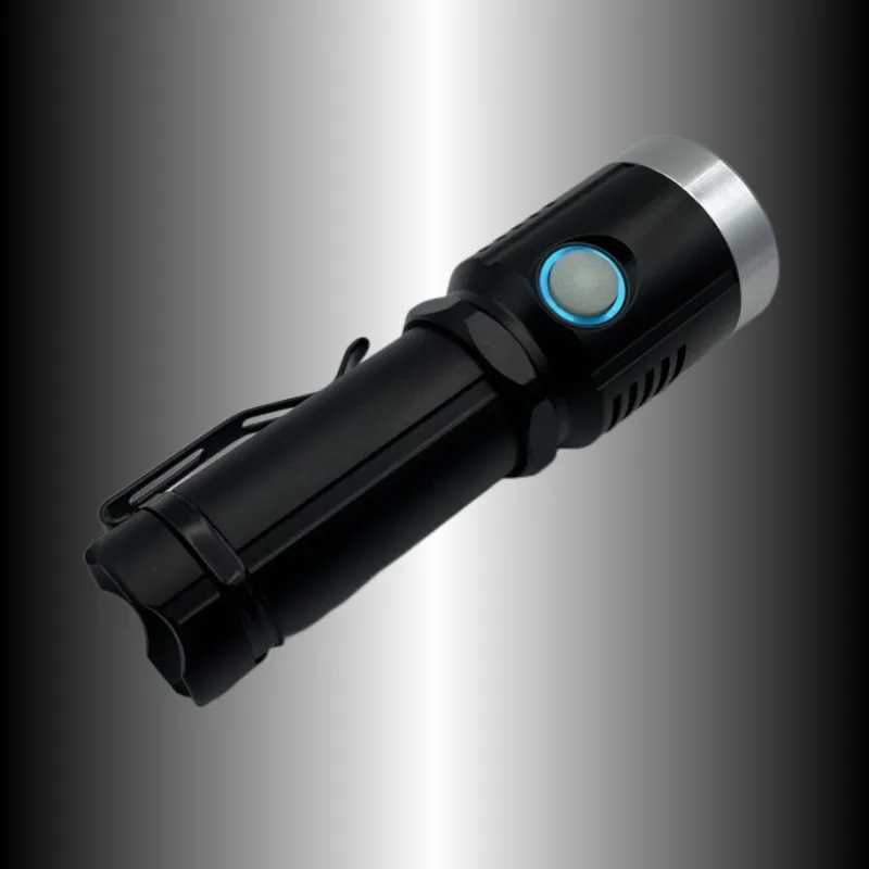 Manta Ray Mini Rechargeable Flashlight SST40 White Light Fixed Focus High Beam USB C Port 15W Outdoor Long-Range Flashlight