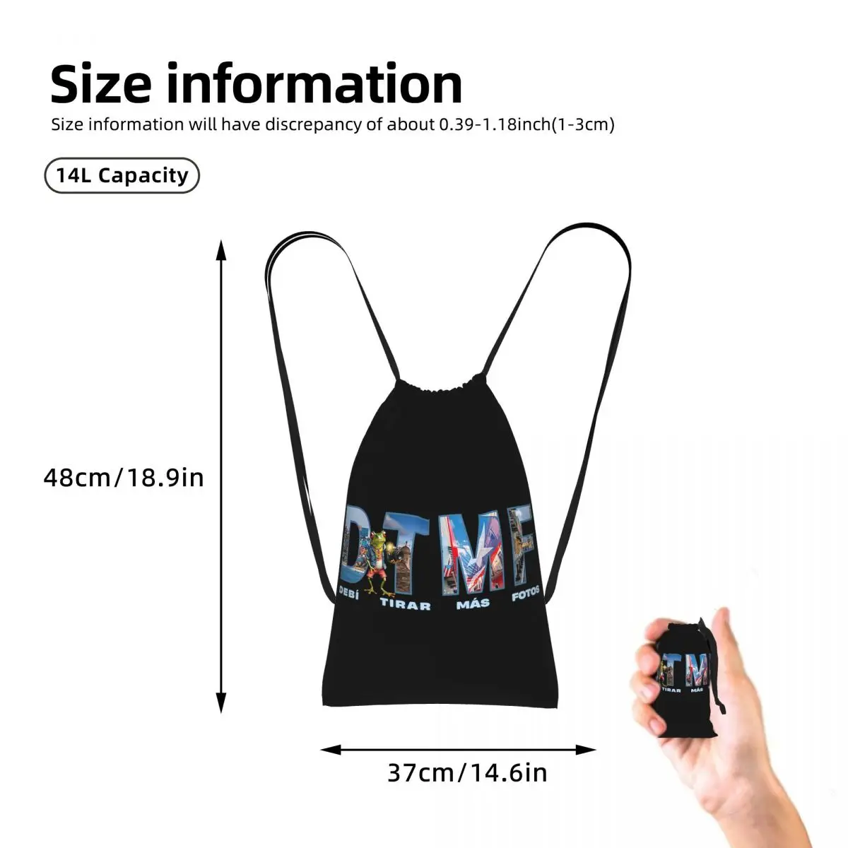 Bads Bunnys Debi Tirar Mas Fotos DTMF Drawstring Backpack Sports Gym Bag Portable Travel Drawstring Bag for Men Women