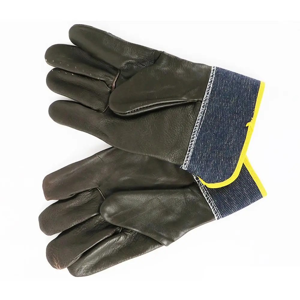 1 Pair Abrasion Resistant Cowhide Welding Gloves Labor Protection Thickened Leather Work Gloves Puncture Resistant Construction