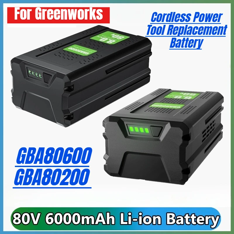 

80V 6000mAh for Greenworks GBA GBA80600 GBA80200 Cordless Power Tool Replacement Battery