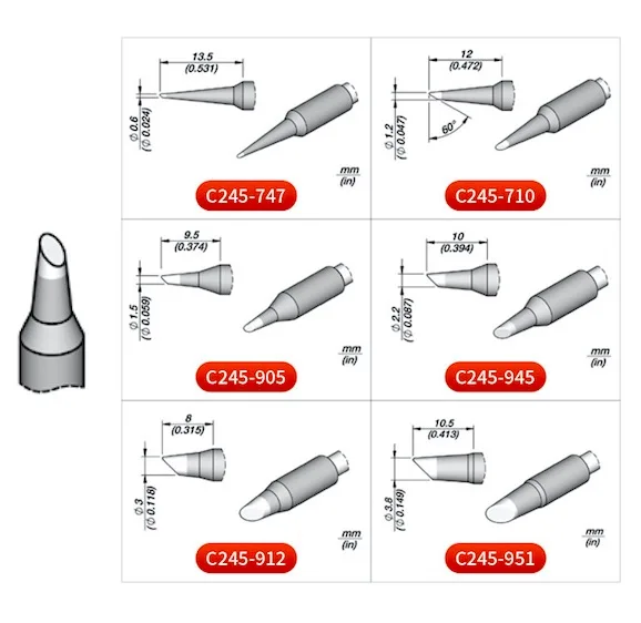 100% Ujung Besi Solder JBC C245 Asli untuk Gagang Nosel Las T245-A Asli