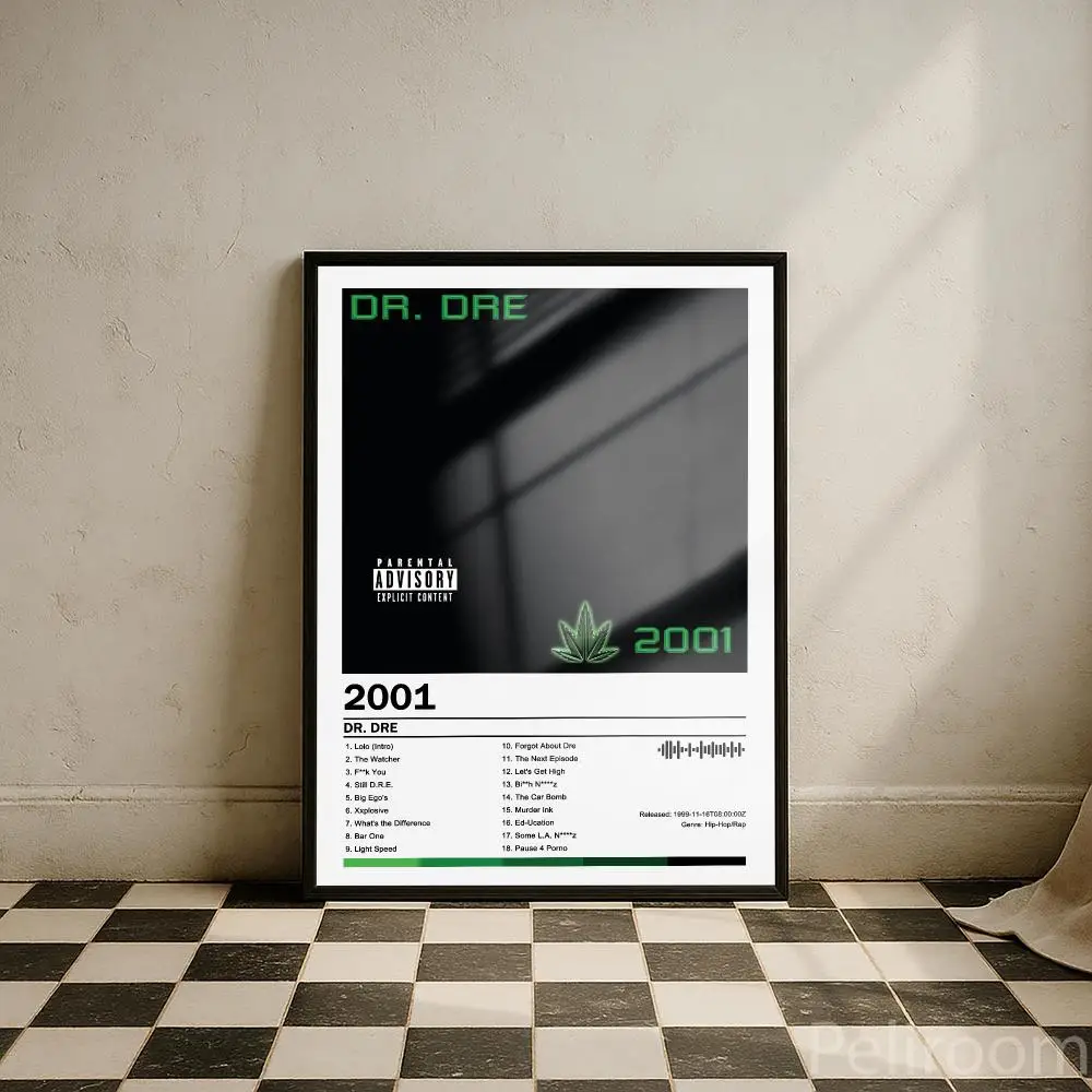 Dr. Dre 2001 Poster Peelable Self-Adhesive Stickers, Frameless Wall Art Decals for Bedroom Living Room Home Decor