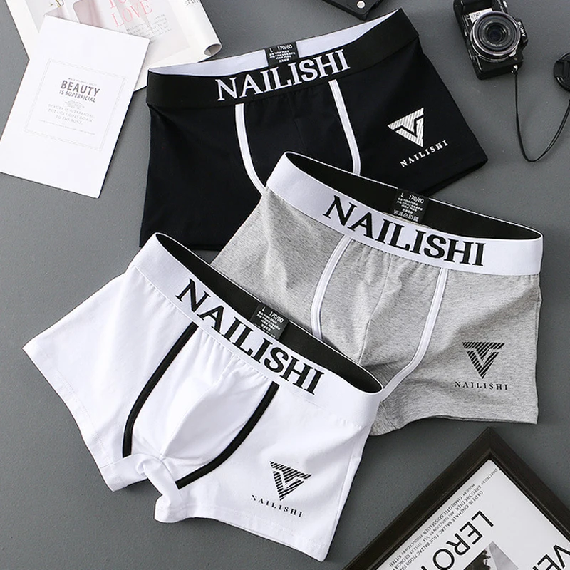 [Bloom the love] Brand New Print 3pcs Boxer Men Underwear Cotton Boxershort Mens Boxers Man Cuecas Masculina Size M-3XL LGR003