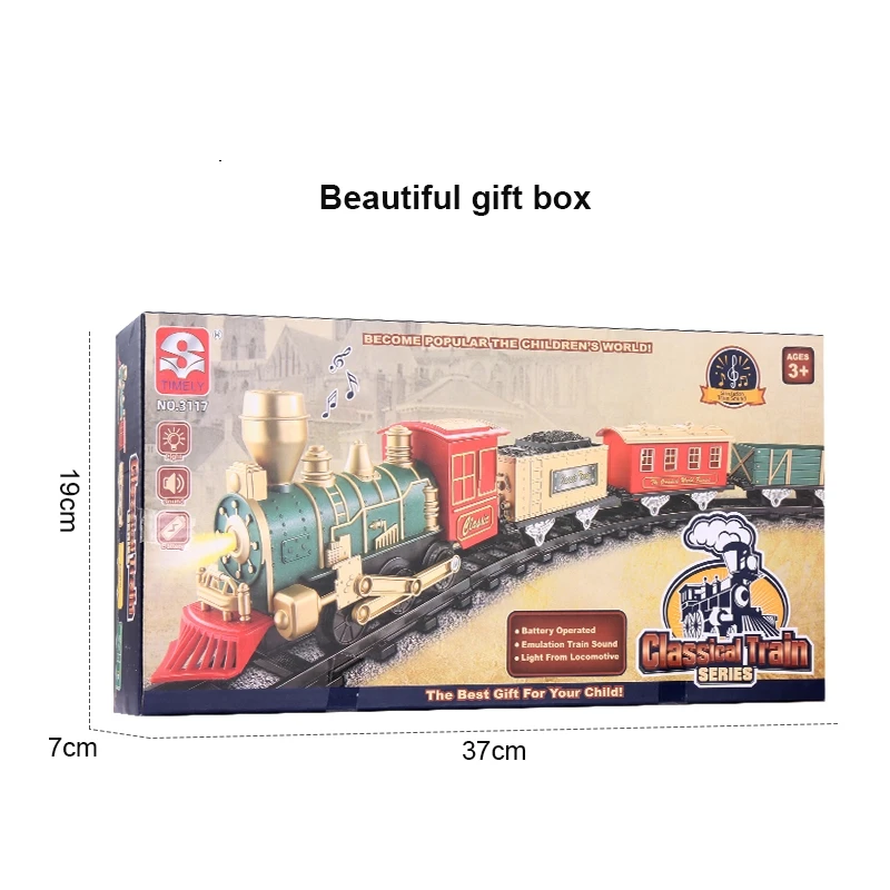 Children Electric Train Toy Classical Smoking Set Rail Track Retro Steam Train Military Car Truck Model Toy Boy Toys Kids Boy