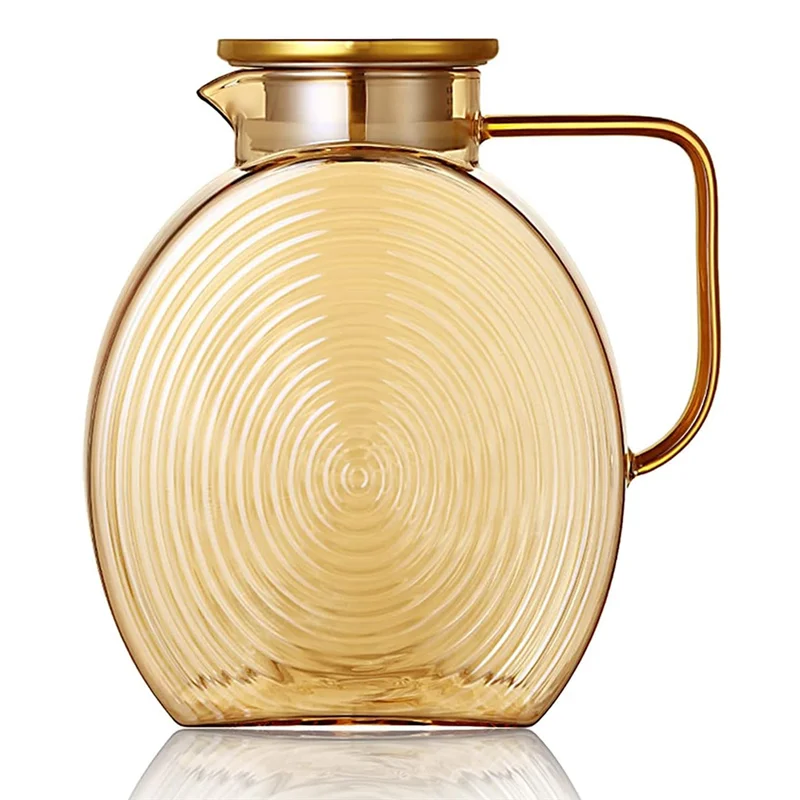 

AB66-Glass Pitcher With Lids 2.5L/84Oz Large Water Jug For Fridge Door Lemonade Iced Tea Storage Container With Handle