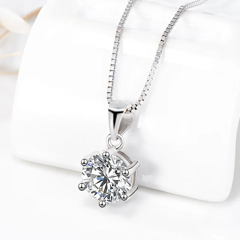 2.0ct VVS1 D Color Moissanite Pendant Necklace 925 Soild Sterling Sliver Lab Diamond Fine Jewelry Colar de Prata for Woman Gift