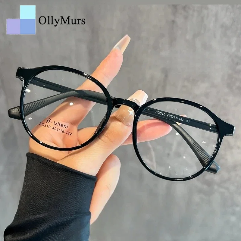 

OLLYMURS ультра-легкие круглые очки в стиле ретро для мужчин и женщин, модные корейские TR90, маленькие размеры, оптическая оправа для очков по рецепту F31