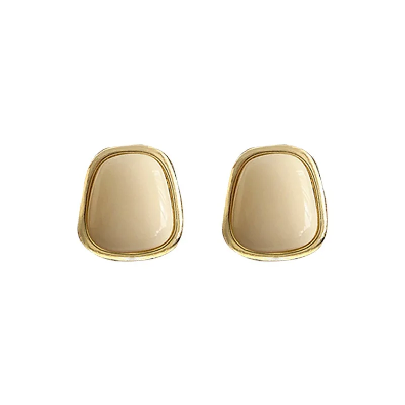 GRACE JUN New Arrival Gold Color Women\'s Clip on Earrings Without Pierced Cuff Earrings Fashion Enamel Pearl Ear Clip Jewelry