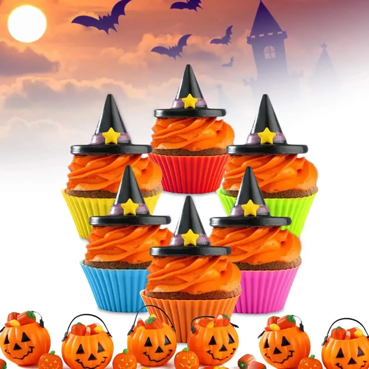 6/12PCS/Lot Silicone Molds Cupcake Baking Cups Reusable Muffin Cup Liners Rainbow Cupcake Wrappers Non-stick Cup Cake Party Mold