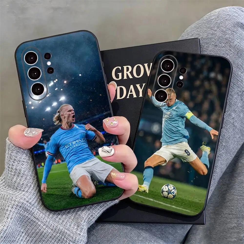 Football Star H-Haaland 9 Phone Case Black Silicone Soft For Samsung S26,S25,S24,S21,S22,S23,S30,Ultra,S20,Plus,Fe,Lite