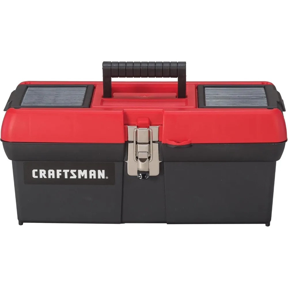 

Ящик для инструментов, запираемый, со встроенным портативным лотком для ручных инструментов, 16 дюймов, красный/черный.