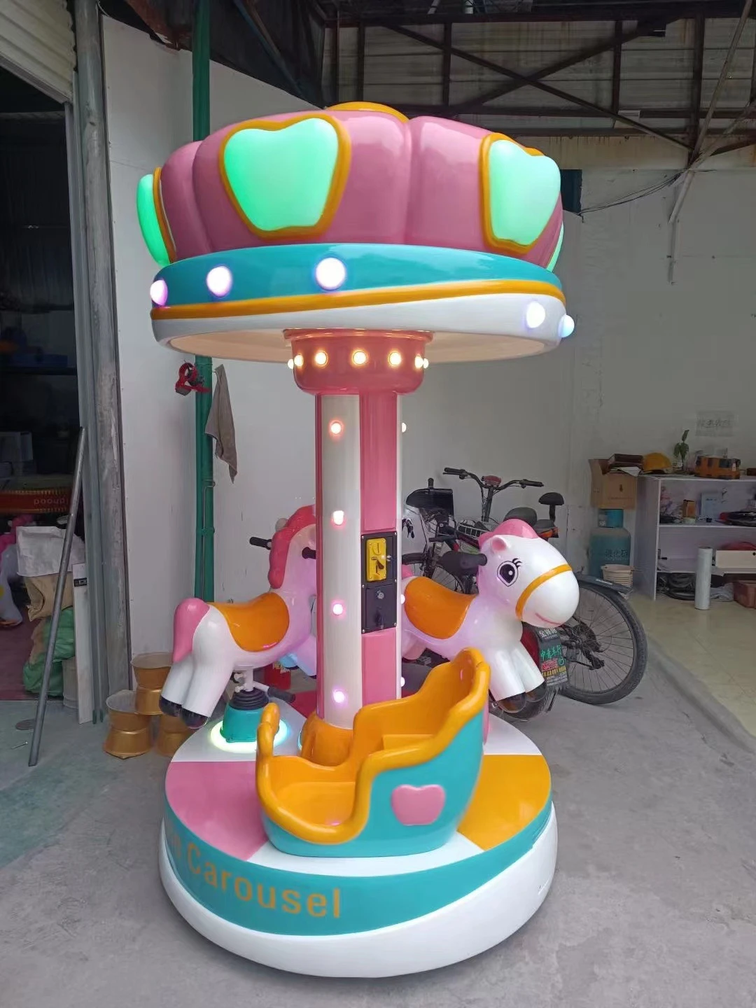 cute carousel horses Apple Carousel 3 players kiddie ride for children amusement park