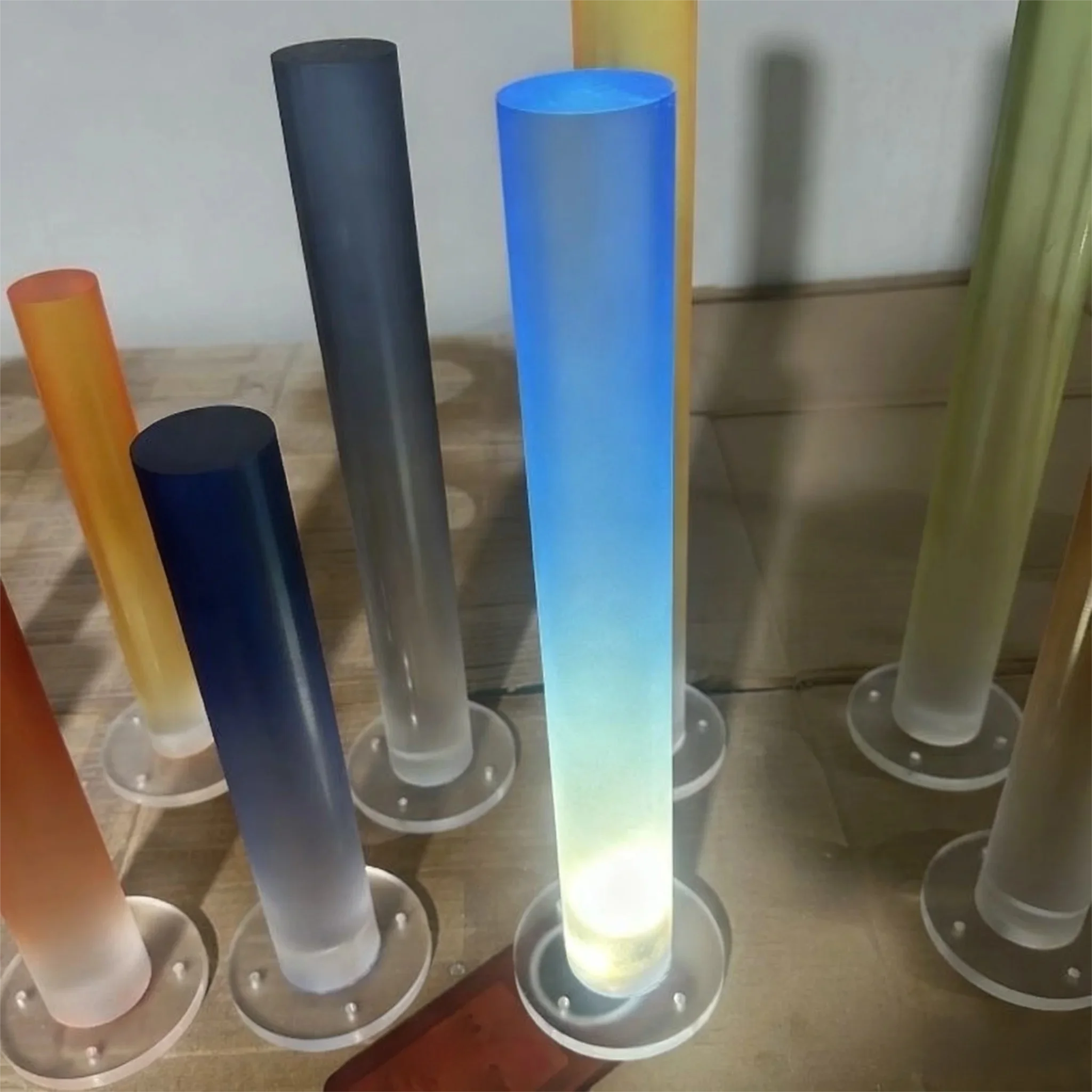 2PCS 나실라이 프로스트 아크릴 도웰 로드, 1.57''x 12'' 길이 그라데이션 컬러, 원통형 라운드 바 DIY 공예용, 테이블 다리용