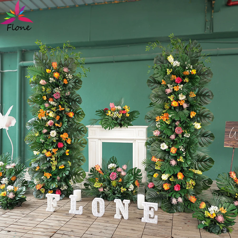 

Crescent Moon Artificial Flowers Arrangement Wedding Event Decoration High-end Blue Rose Sztuczne Kwiaty Backdrop Decor HY2549