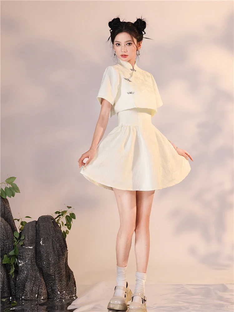 

New Chinese Sle Summer 2025 Women's ort Dr Two-Piece Set A-Line Skirt Slimming Strapl Gown