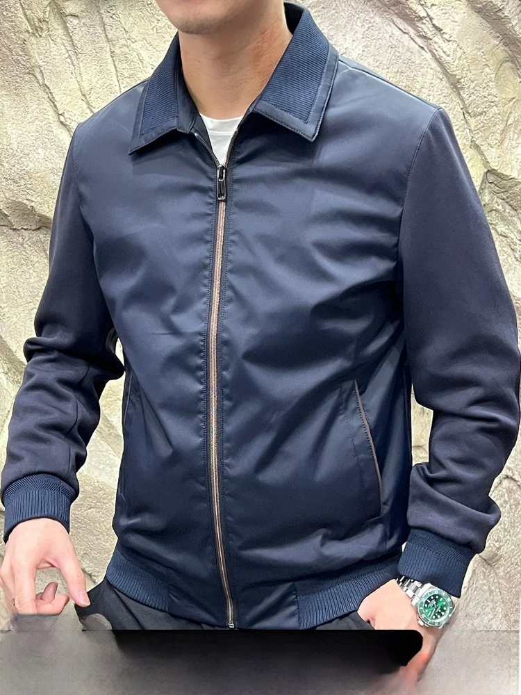 

Nylon Knitted Patchwork Men's Lightweight Luxury Collar Adstrative Jaet Autumn Outerwear Old Money Sle Stand Fit P...