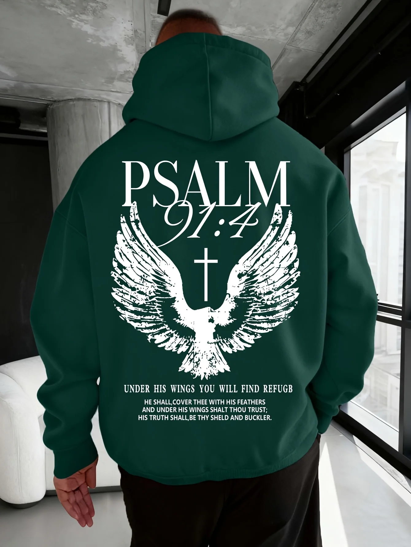 Christian Bible "Psalm" 91:4 Print Men Women Hoodie Street Casual Retro Harajuku Trend Fall Winter Pullover Sweatshirt Clothing - Image 4