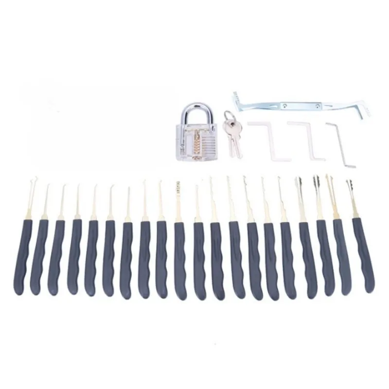 24Pcs Padlock Professional Tools Locksmith Kit with Handle Beginner Locksmith Practice Picktools Training Kit Unlocking