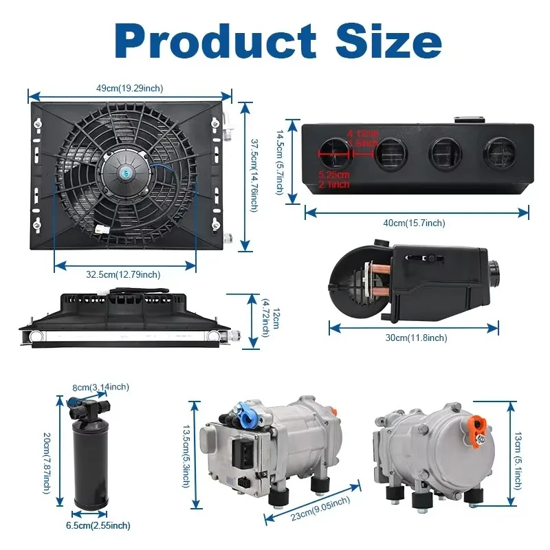 12V/24V A/C 404Universal Electric Car Air Compressor with System – Climate Control for Trucks & Camping Air Conditionin