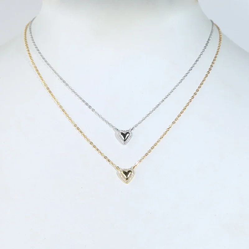 

100% 925 Sterling Silver Micro Pave Cubic Zircon Heart Pendant Necklaces for Women Trendy Fine Jewelry Luxury Accessories
