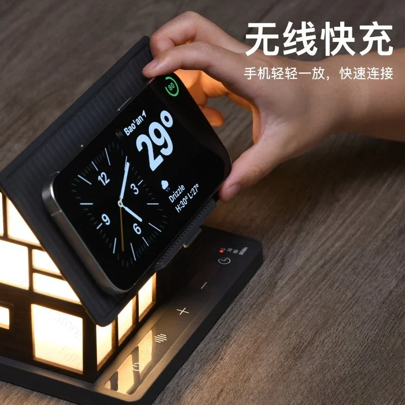 Mini Smart Bedside Night Light Touch Control Wireless Charger Soft Warm White Lighting for Modern Home Bedroom Decoration