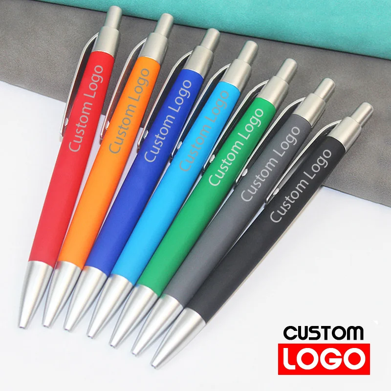 

Business Gift Pen Custom Logo Hotel Conference Round Beads Pens Color Advertising Pen Office Supplies Lettering Engraved Name