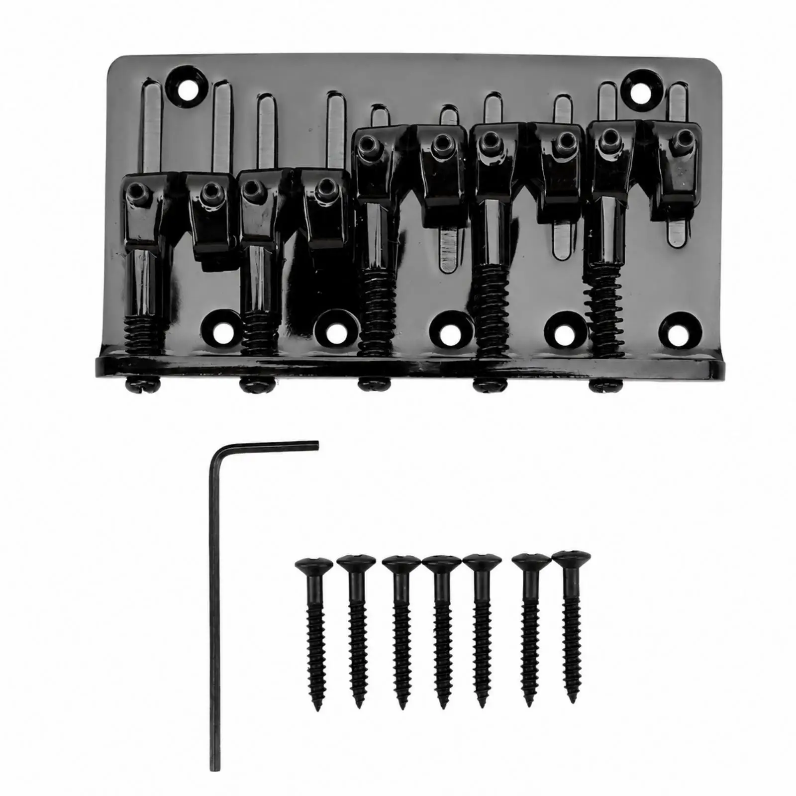 String Through Bass Bridge Five String Metal Guitar Hardware with Adjustable Saddles for Custom Build Projects